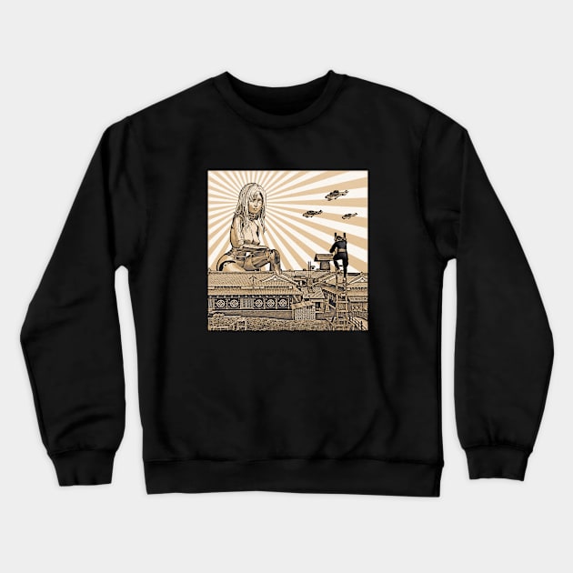 Rising Robo-Goddess Crewneck Sweatshirt by ChrisOConnell